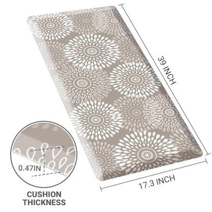 Kitchen Mat Water-Resistant Kitchen Rugs Cushioned Anti-Fatigue Floor Mat - color: Khaki, size: 39"L x 17.3"W x 0.5"Th