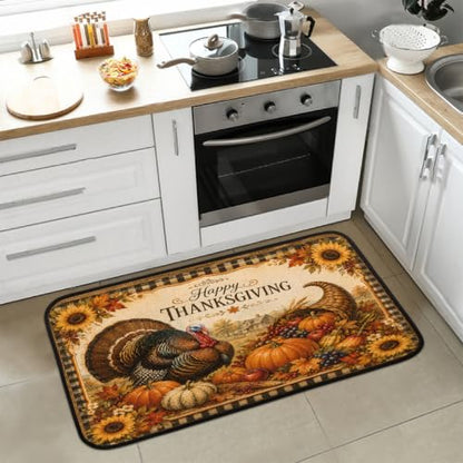 Thanksgiving Kitchen Rug Non-Slip Indoor Carpet Absorbent Welcome Mat - color: B:b-17
