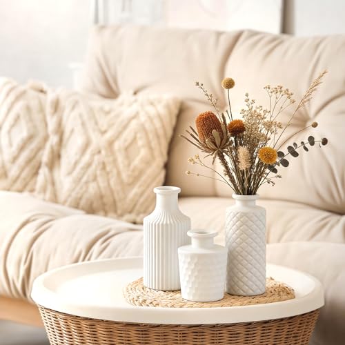 TBWIND 12 Pcs Matte White Glass Bud Vase Set - color: White-12pcs, size: 12Pcs