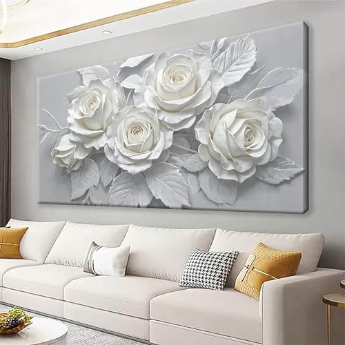 Suconvng White Flower Wall Art Painting Canvas Art Wall Decor 20 X 40 Inch - color: ZXJ9H, size: 40"L x 20"W
