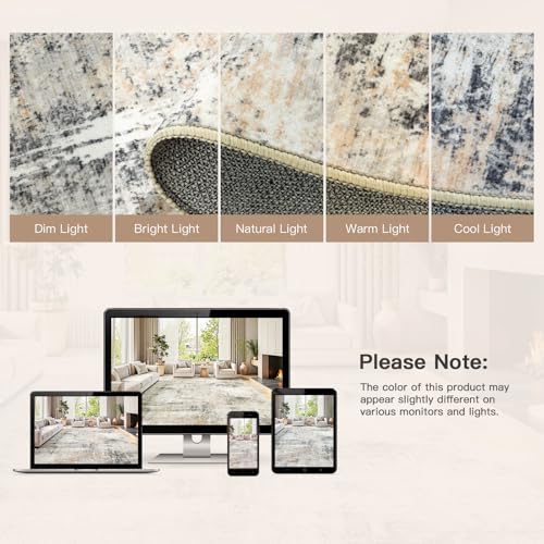 5x8 Area Rug for Living Room, Abstract Washable Non-Slip Carpet, Gold - color: Grey/Gold, size: 5' x 8' (Rectangular)