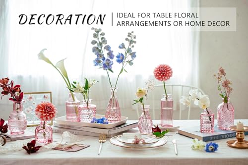 SUPMIND 16Pcs Pink Glass Bud Vases in Bulk for Wedding Table Centerpieces - color: Pink