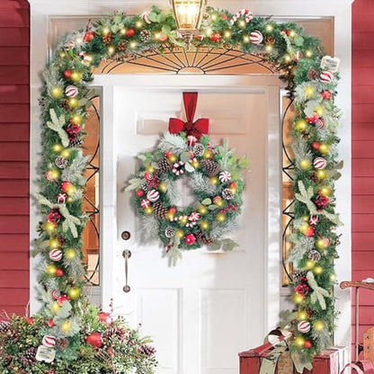 WANNA-CUL Pre-Lit 6ft Red White Christmas Garland with 30 LED Lights - color: Red White