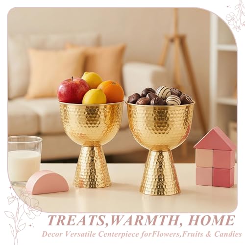 Gold Urn Vases for Centerpieces 2 Pcs, 10.6" Tall Large Metal Compote Bowl - color: French Gold, size: 10.6in-2Pcs