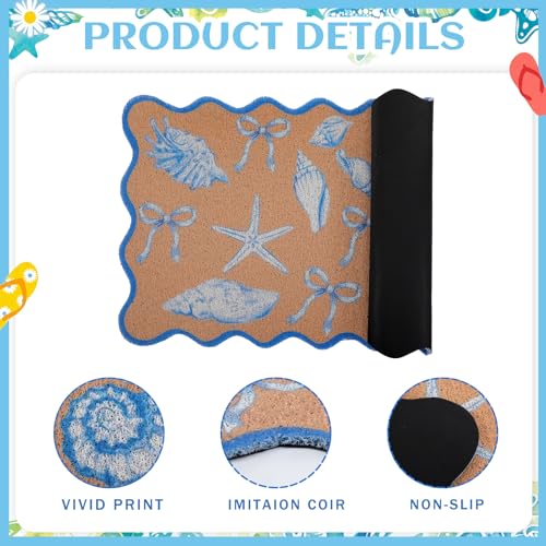 Dunzy Coastal Door Mat Outdoor Scalloped Beach Welcome Mat for Front Door - style: Shell