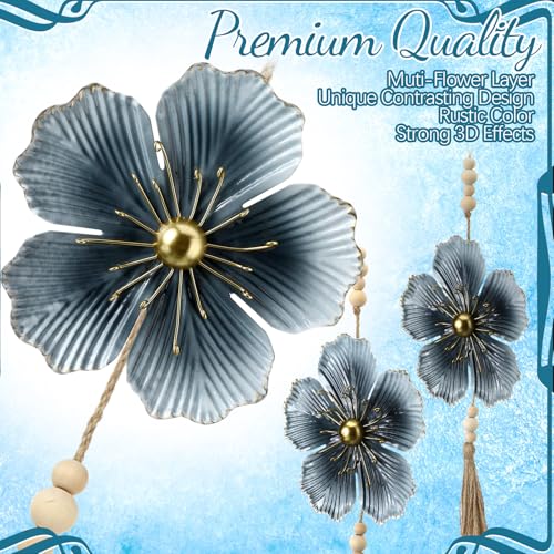 Tandefio 4 Pcs Metal Floral Tassels with Farmhouse Wood Beads, Retro - color: Retro