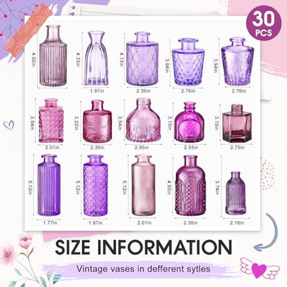 Yaomiao 30 Pcs Glass Bud Vases Centerpieces, Purple Series - color: Purple Series