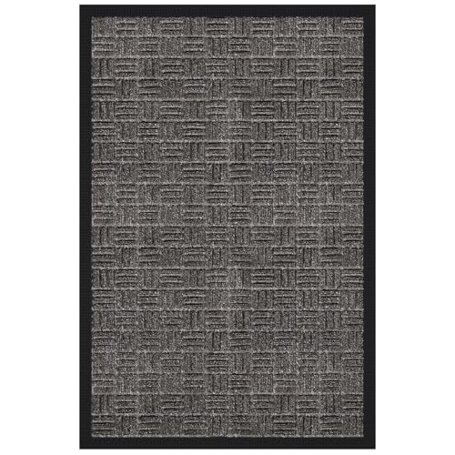 Ottomanson Scraper Doormat – Indoor Outdoor Entry Rug with Rubber Backing & Dirt-Trapping Polyester Pile, Non-Slip Front Door Mat for Mud & Pet Traffic – 24" x 36", Charcoal - color: Charcoal, size: 2' x 3' (Mat)