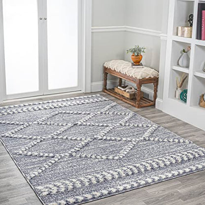 JONATHAN Y Trellis High-Low Gray/Cream Indoor Area Rug 3X5 ft, Sofie Moroccan for Living Room, Bedroom, Kitchen, Office, Easy-Cleaning, High Traffic, Pet-Friendly, Non-Shedding SNT102A-3 - size: 3' x 5' (Rectangular)