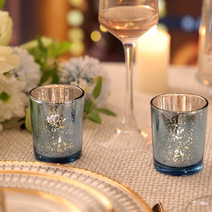 Volens Blue Party Decorations 72pcs, Mercury Glass Votive Candle Holders - color: Blue--72pcs