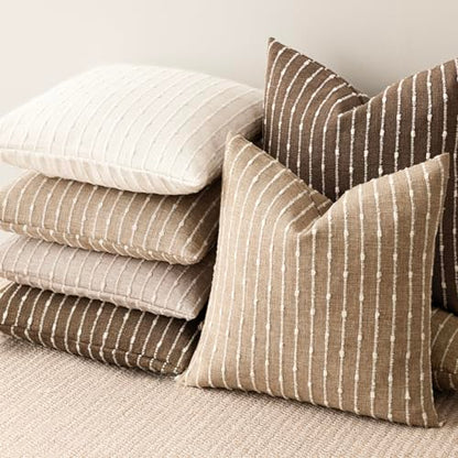Foindtower Boho Striped Boucle Lumbar Throw Pillow Covers 12x20 Inch Camel - color: Camel, size: 20" x 12" (Pack of 2)