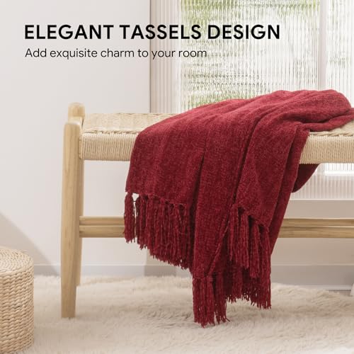 RECYCO Chenille Christmas Throw Blanket for Couch, 50"x60", Christmas Red - color: Red, size: 50'' X 60''
