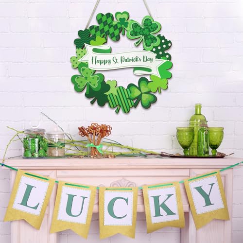 Wood Wreath for Front Door Porch Window Wall Hanging Decor (Green) - style: Green