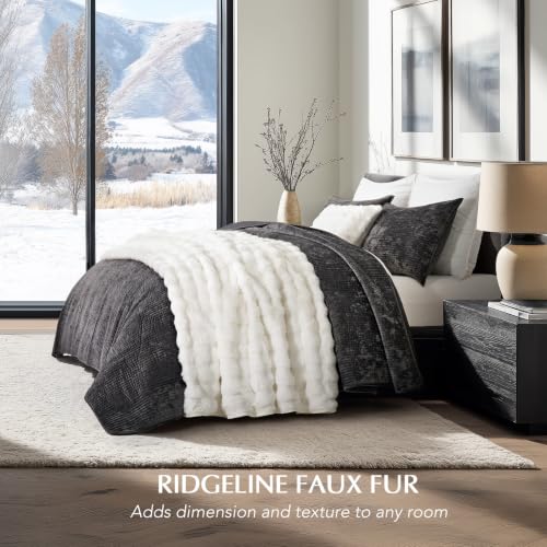 EverGrace Faux Rabbit Fur Bubble Throw Blanket, 60"x80", Bright White - color: Bright White, size: 60"x80"