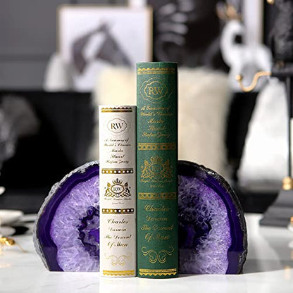 AMOYSTONE Purple Agate Bookends, Heavy Book Stoppers for Large Hardcover - color: Purple, size: 6-8 Pounds
