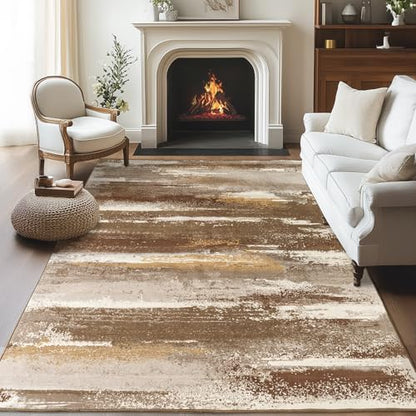 Entryway Rug 3x5 Bedroom Area Rugs: Modern Abstract Throw Rug - color: Brown, size: 3' x 5' (Rectangular)