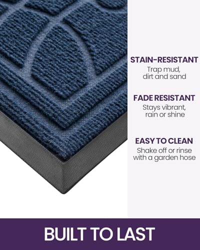 DEXI Front Door Mat Outside Entrance 32x48, Heavy Duty Non Slip, Blue - color: Blue, size: 32" X 48" (Rectangular)
