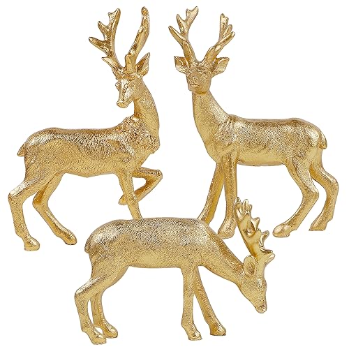 Lulu Home 3 PCS Christmas Reindeer Figurines, Peer (Textured) - style: 3 Peers with Texture