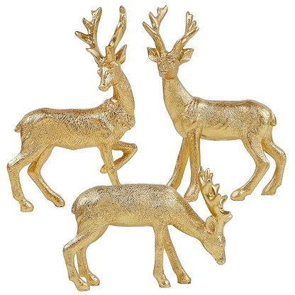 Lulu Home 3 PCS Christmas Reindeer Figurines, Peer (Textured) - style: 3 Peers with Texture