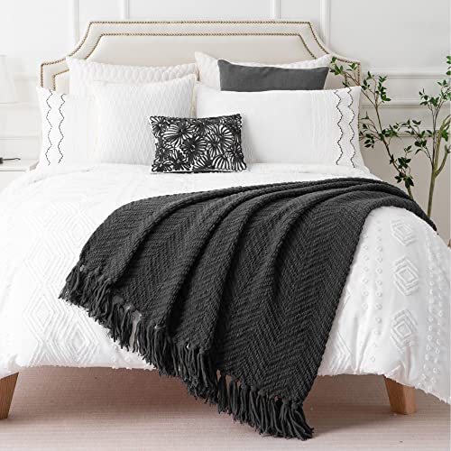 BATTILO HOME Dark Grey Throw Blanket for Couch, 50"x60" - color: Grey, size: 50"x60"