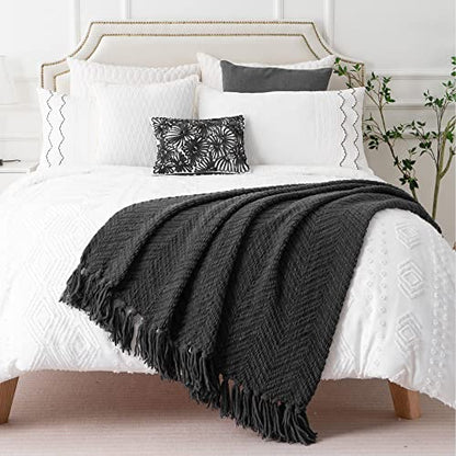 BATTILO HOME Dark Grey Throw Blanket for Couch, 50"x60" - color: Grey, size: 50"x60"