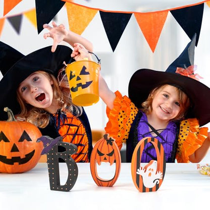 COCHIE Spooky Halloween Table Decorations Indoor Pumpkin Ghost Boo Sign Set - style: Ghost