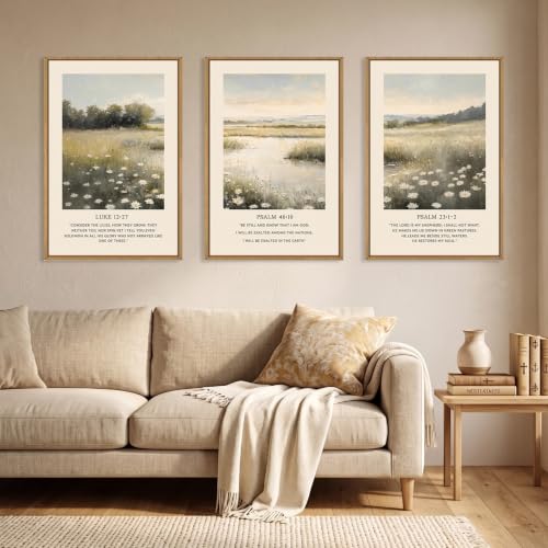 Large Christian Scripture Framed Canvas Wall Art,Vintage Bible Verse Wall Decor,Jesus Religious Art Prints,Nature Floral Landscape Artwork for Living Room,Bedroom,Church -16"x24"x3 - color: Christian Scripture Wall Art, size: 24"L x 16"W