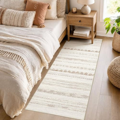 Nakagishi Boho 2x6 Runner Rug Machine Washable Rugs Non Slip Beige/Brown - color: Beige Brown, size: 2' X 6' (Runner)