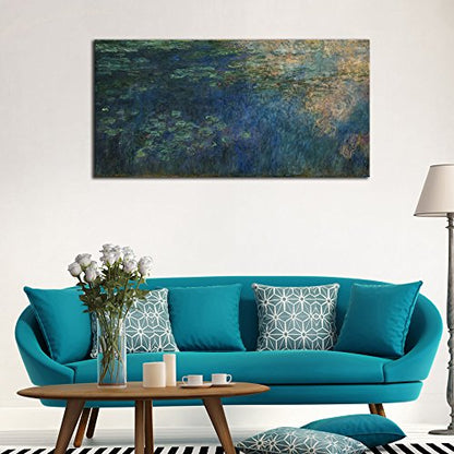 Wieco Art Reflections of Clouds on the Water Lily Pond Giclee Canvas Prints Wall Art of Claude Monet Oil Paintings Large Modern Artwork Pictures Ready to Hang for Bedroom Home Office Decorations L