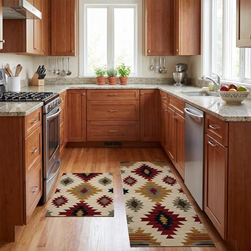 Artoid Mode Diamond Pattern Retro Kitchen Mats Set of 2-17x29 + 17x47