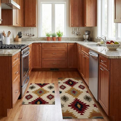 Artoid Mode Diamond Pattern Retro Kitchen Mats Set of 2-17x29 + 17x47
