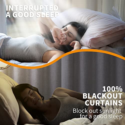 YoungsTex Linen Short Blackout Curtains 40 Inch Length for Bedroom Window - color: Beige, size: 42"W x 40"L (Pack of 2)