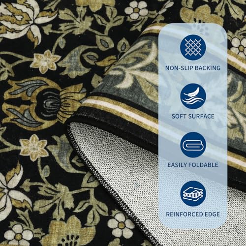 GarveeHome Washable Christmas 9x12 Rugs for Living Room Bedroom Green Black - color: Green Black, size: 9' x 12' (Rectangular)