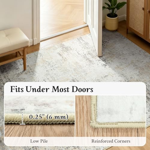 2x6 Runner Rug Non Slip Washable, Kitchen Hallway Entryway Carpet - color: Beige, size: 2' x 6' (Runner)