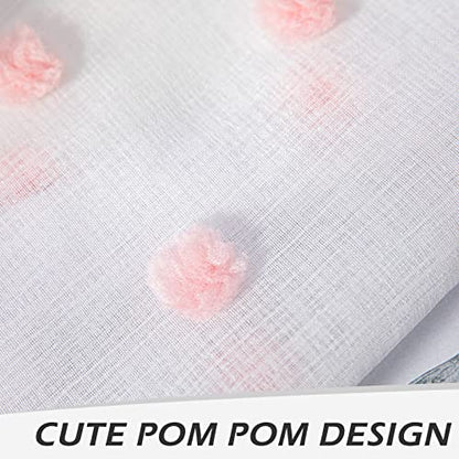 MYSKY HOME Pink Pom Pom Sheer Curtains for Girls Bedroom 72 Inch 2 Panels - color: Pink Pom Pom, size: 36"W x 72"L (Pack of 2)