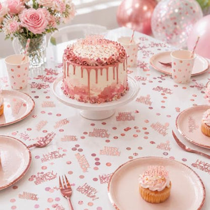 MARFOREVER Rose Gold Happy Birthday Confetti for Table Decorations - style: Rose Gold Birthday