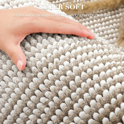 BSICPRO Bathroom Rugs Sets 2 Piece, Non Slip Boho Bath Mats, Light Taupe - color: Light Taupe, size: 20" x 32" Plus 16" x 24"