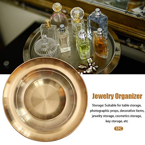 Round Brass Tray,Small Gold Decorative Tray Metal Storage Organizer Tray for Modern Home,Matte Brass Finish (14cm/5.5inch) - size: 5.5"