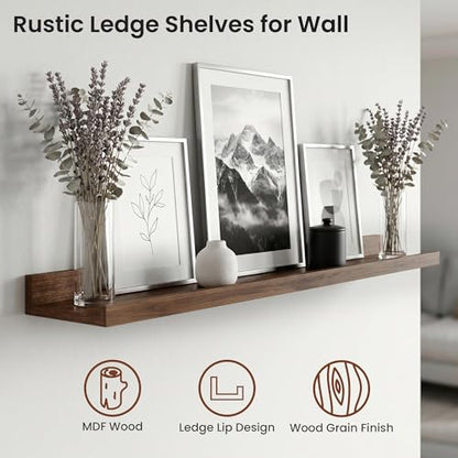 Axeman 20 Inch Floating Shelves, Walnut Picture Ledge Shelf Set of 4 - color: Walnut, size: 20 Inch