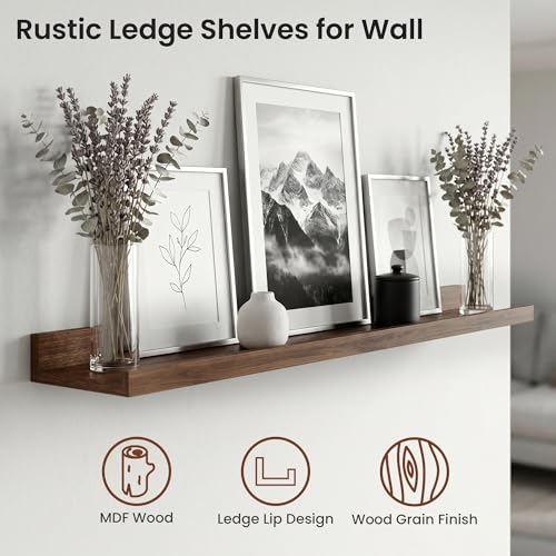 Axeman 40 Inch Floating Shelves, Walnut Picture Ledge Shelf Set of 4 - color: Walnut, size: 40 Inch