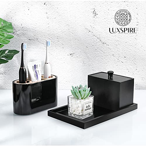 Luxspire Resin Bathroom Vanity Tray Countertop Organizer, M, Matte Black - color: Black, size: Medium