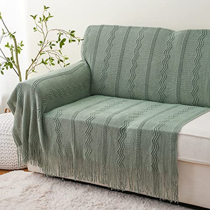 BATTILO HOME Sage Green Throw Blanket for Couch, 50"x60" - color: Sage, size: 50 x 60 in.