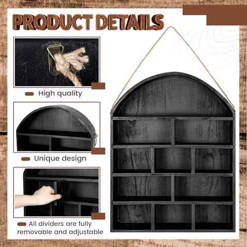 Cinnvoice 16x20 Arch Shadow Box Wall Mounted Display Shelf Cubby 4.7,Black - color: Black