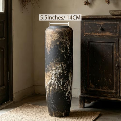 Rustic Ceramic Floor Vase, 24 Inch, Clay Farmhouse Large Decor - size: 23.6 Inch