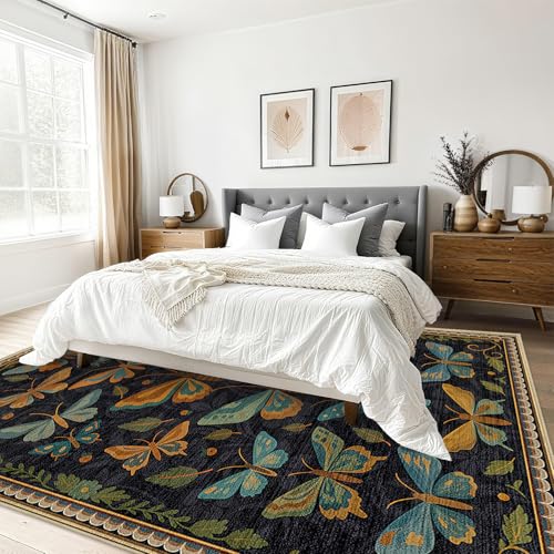Area Rug 6x9 Living Room Butterfly Rug Machine Washable Butterflies - color: Butterfly, size: 6' x 9' (Rectangular)