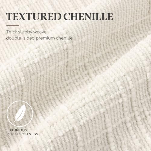 Pallene Cream White Textured Chenille Throw Pillow Covers 18x18 Set of 2 - color: Cream White, size: 18" x 18" (Pack of 2)