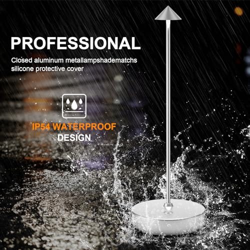 2Pack Rechargeable Cordless Table Lamp, Portable Powered LED Battery 6000mAh Metal USB Desk Lamp, 3 Levels Brightness Light for Restaurants Outdoor (2pack Silver) - color: 2pack Silver