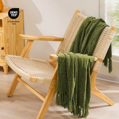 RECYCO Chenille Throw Blanket for Couch, 50"x60", Loden Green - color: Loden Green, size: 50'' X 60''