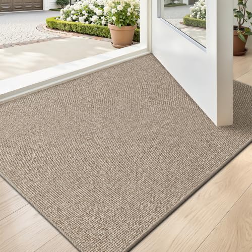 LUMI Thin Door Mats for Inside Entry 24"x36", Front Door Inside Mat, Khaki - color: Khaki, size: 24" x 36"