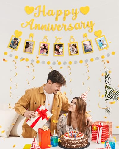 Happy Anniversary Decorations Gold Party Decoration Set